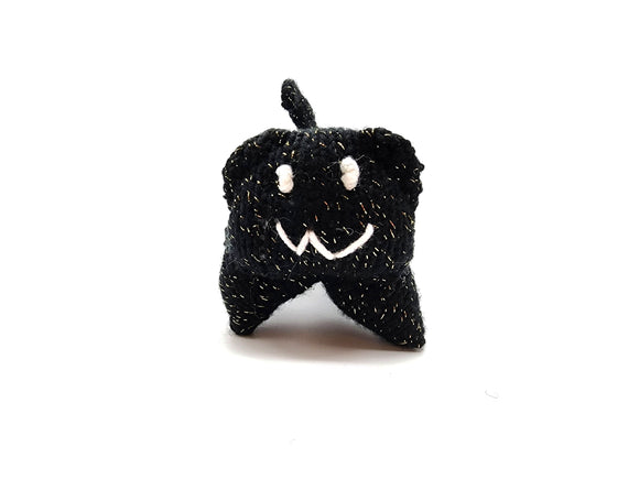Black Gold Kitty, Stuffed Animal Cat, Hand Knit Toy Plushie
