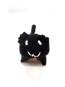 Black Rainbow Kitty, Stuffed Animal Cat, Hand Knit Toy Plushie