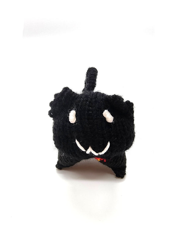 Black Rainbow Kitty, Stuffed Animal Cat, Hand Knit Toy Plushie