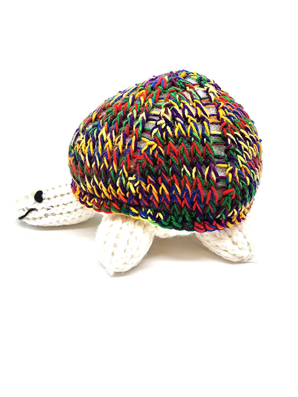 Rainbow Turtle, Stuffed Animal Turtle, Hand Knit Toy Plushie