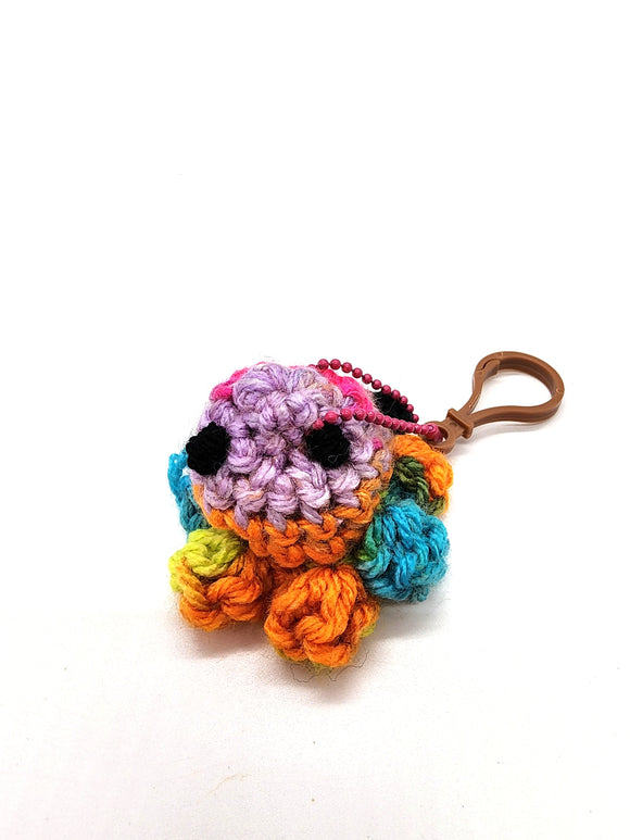 Multicolor Octopus Keychain, Stuffed Animal, Hand Crochet Toy Plushie