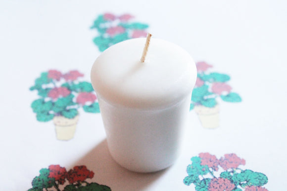 Geranium Scented Votive Candle, Wedding Candles, Birthday Candles, Candle Favors