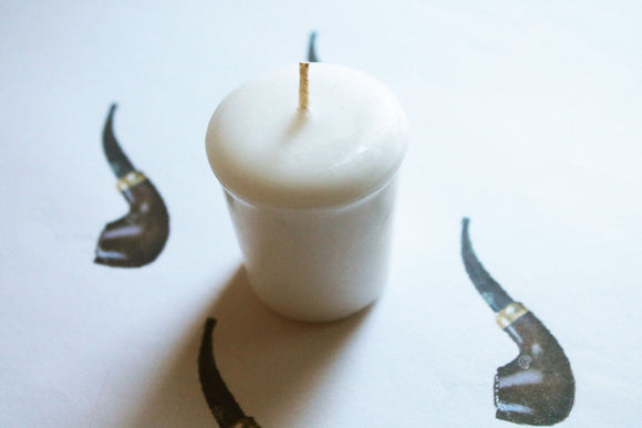 Pipe Tobacco Scented Votive Candle, Wedding Candles, Birthday Candles, Candle Favors