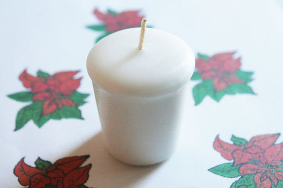 Poinsettia Scented Votive Candle, Wedding Candles, Birthday Candles, Candle Favors